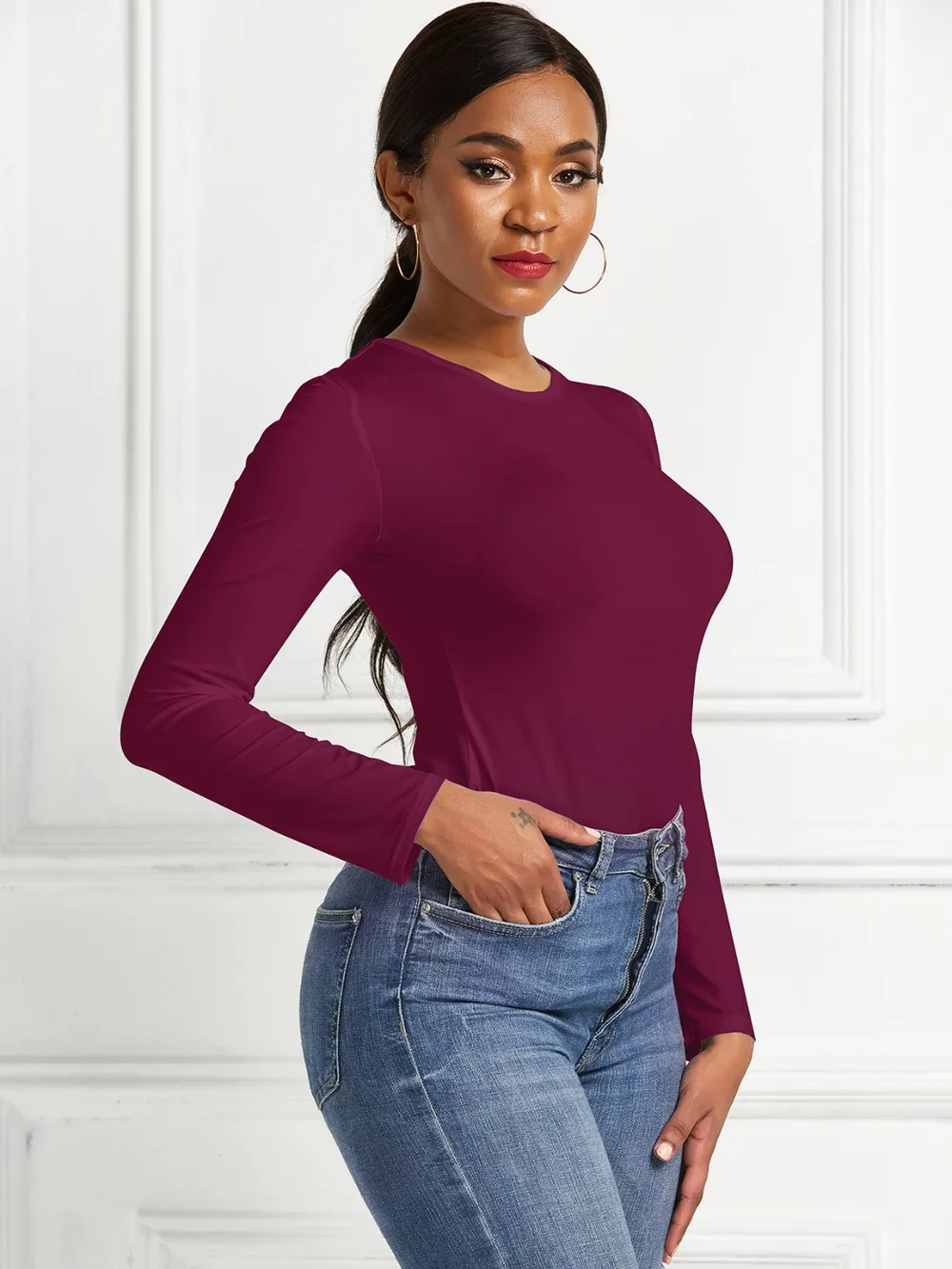 Round Neck Long Sleeve Bodysuit, image 9