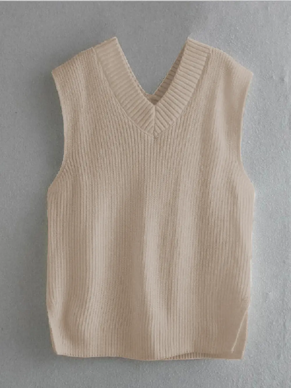 Ribbed V-Neck Sleeveless Sweater Vest, image 9