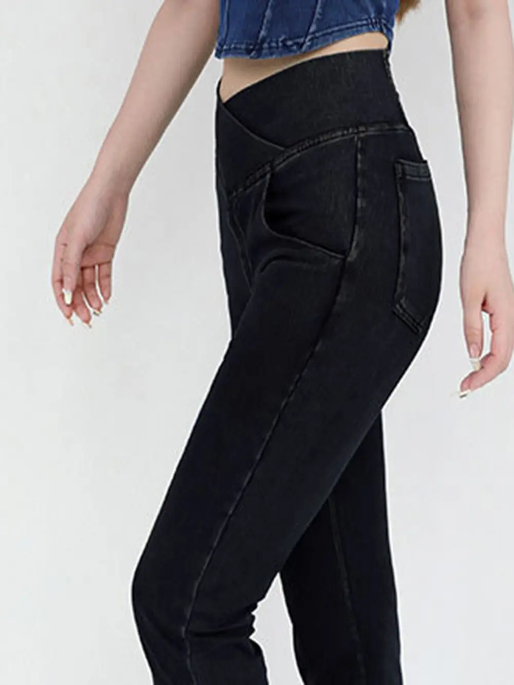 Wide Waistband Bootcut Jeans with Pockets, image 9