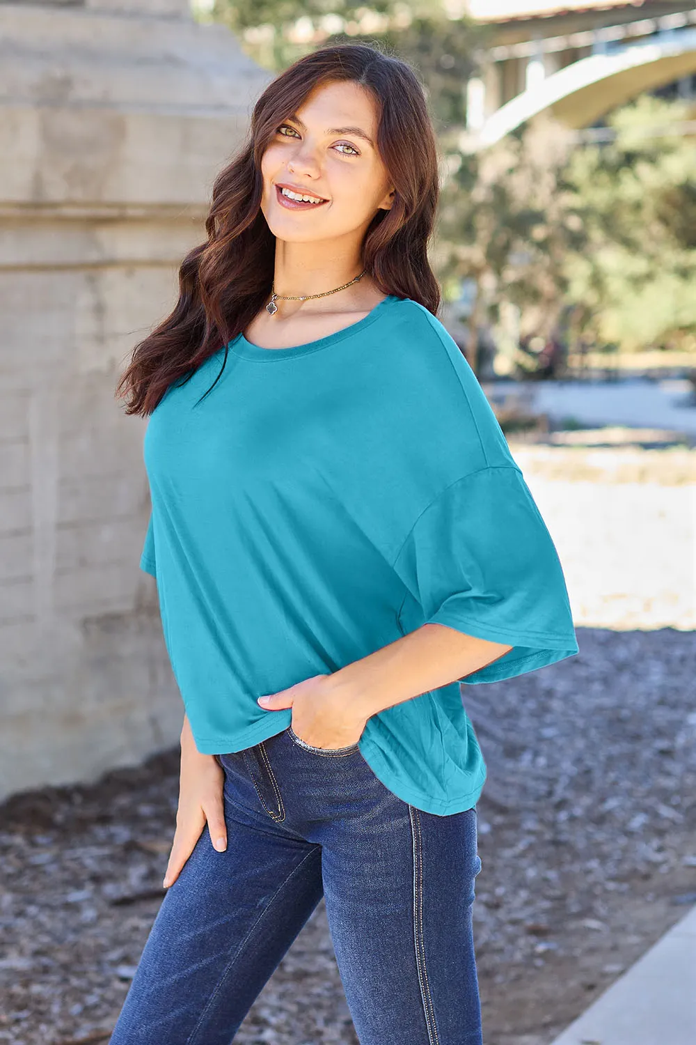 Full Size Round Neck Drop Shoulder T-Shirt, image 12