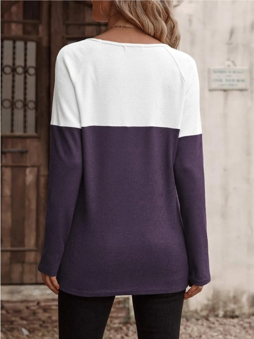 Contrast Round Neck Long Sleeve T-Shirt, image 12