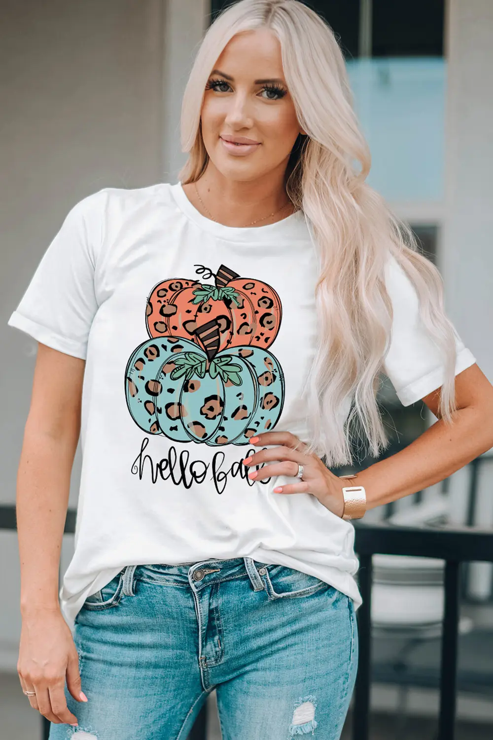 Pumpkin Graphic Short Sleeve T-Shirt, image 3