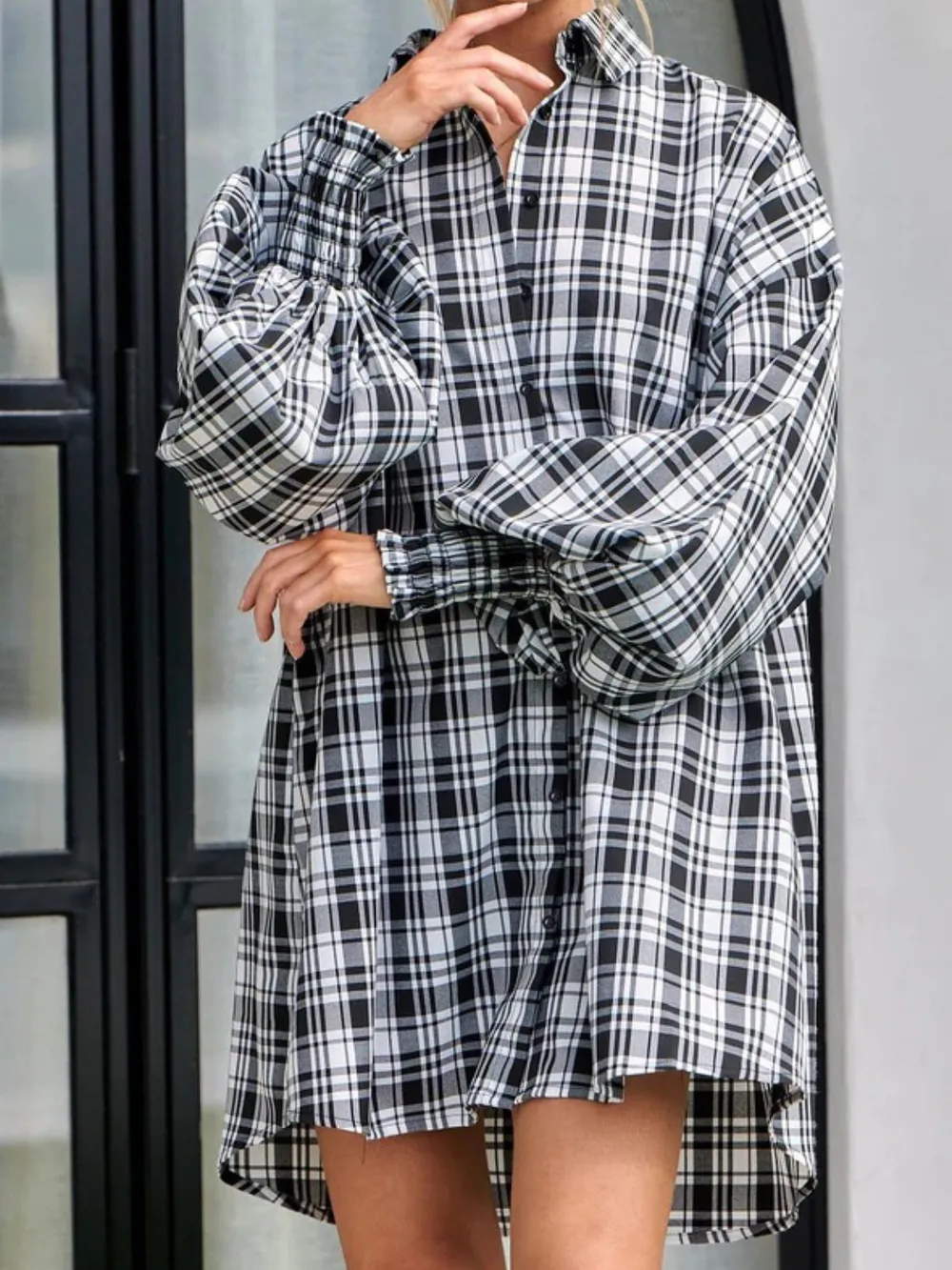 Plaid Lantern Sleeve Shirt, image 17