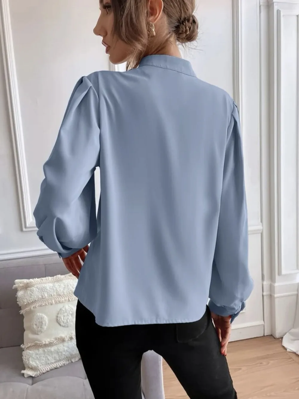 Mock Neck Button Front Shirt, image 13