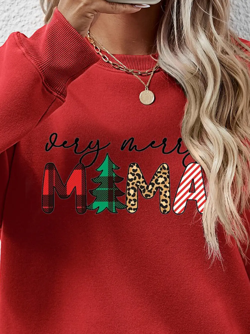 Letter Graphic Round Neck Long Sleeve Sweatshirt, image 11