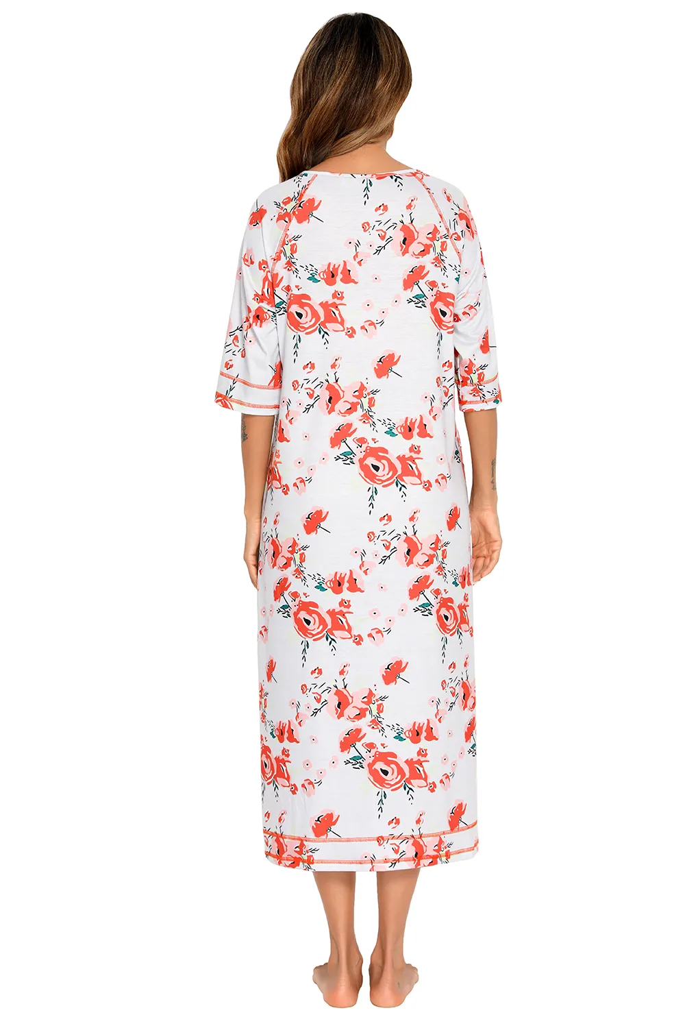 Printed Slit Night Dress with Pockets, image 3