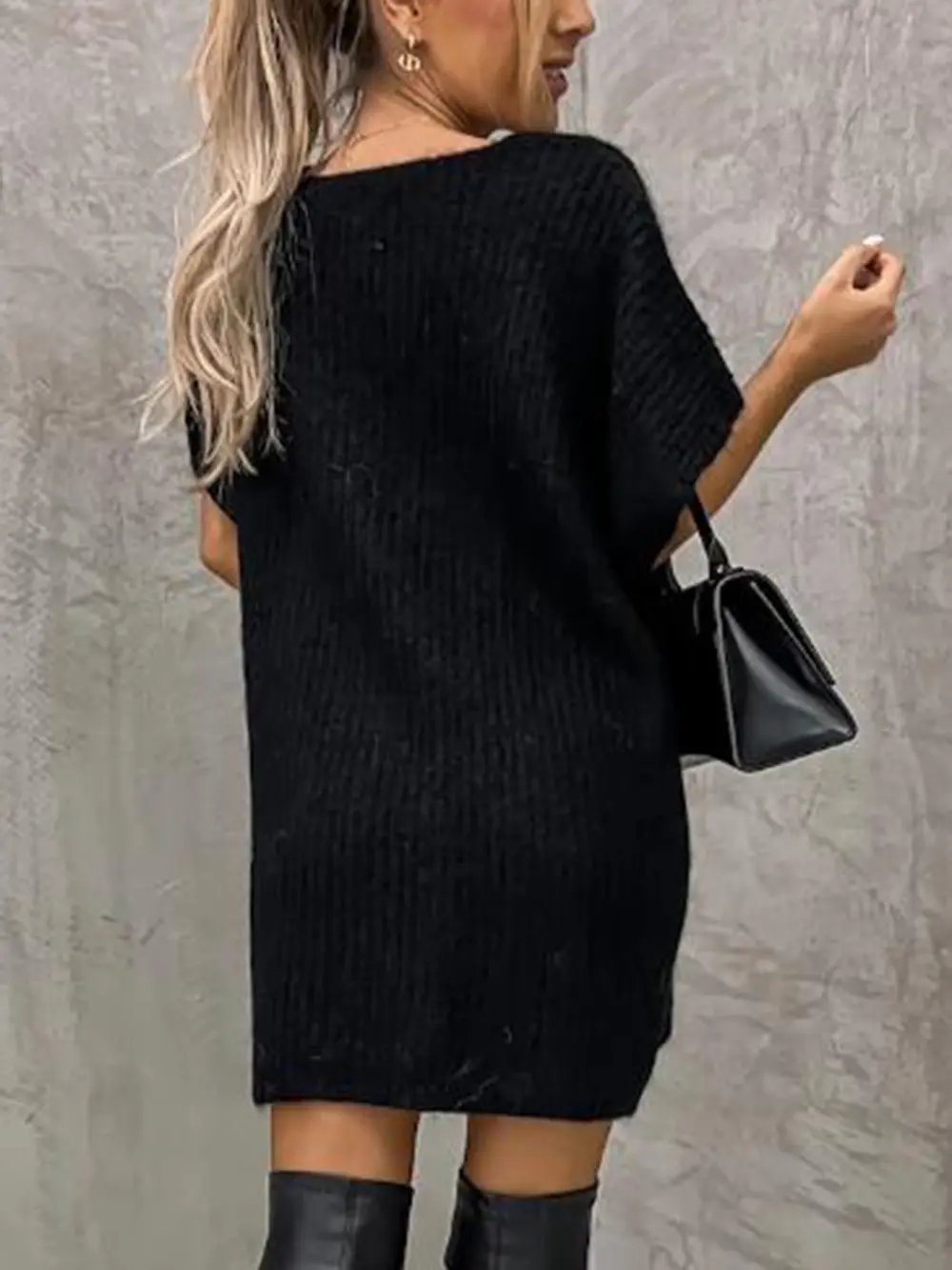 V-Neck Short Sleeve Sweater with Pockets, image 6