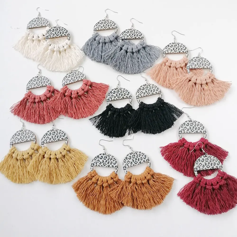 Tassel Detail Leopard Drop Earrings, image 2