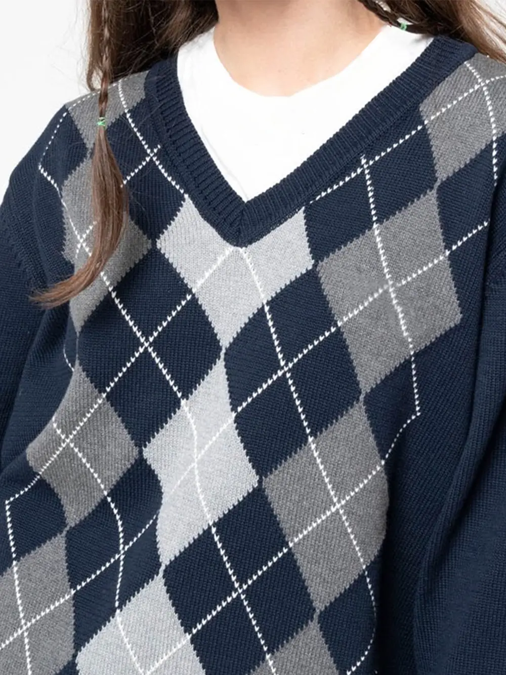Geometric V-Neck Long Sleeve Sweater, image 10