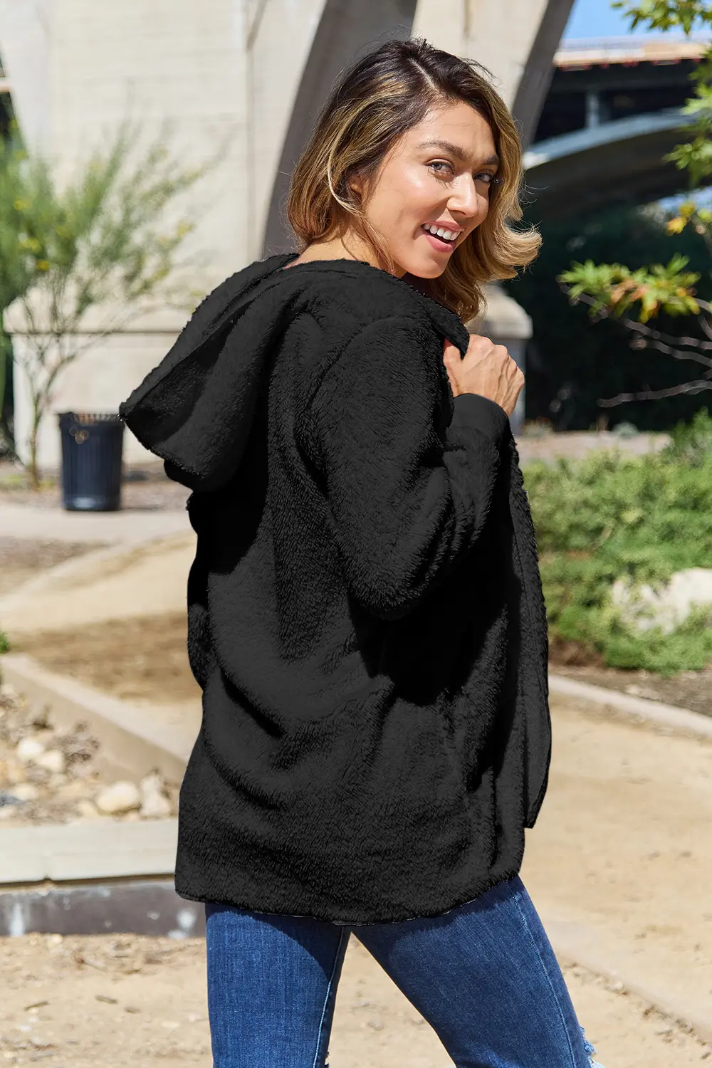 Full Size Teddy Hooded Jacket with Pockets, image 24