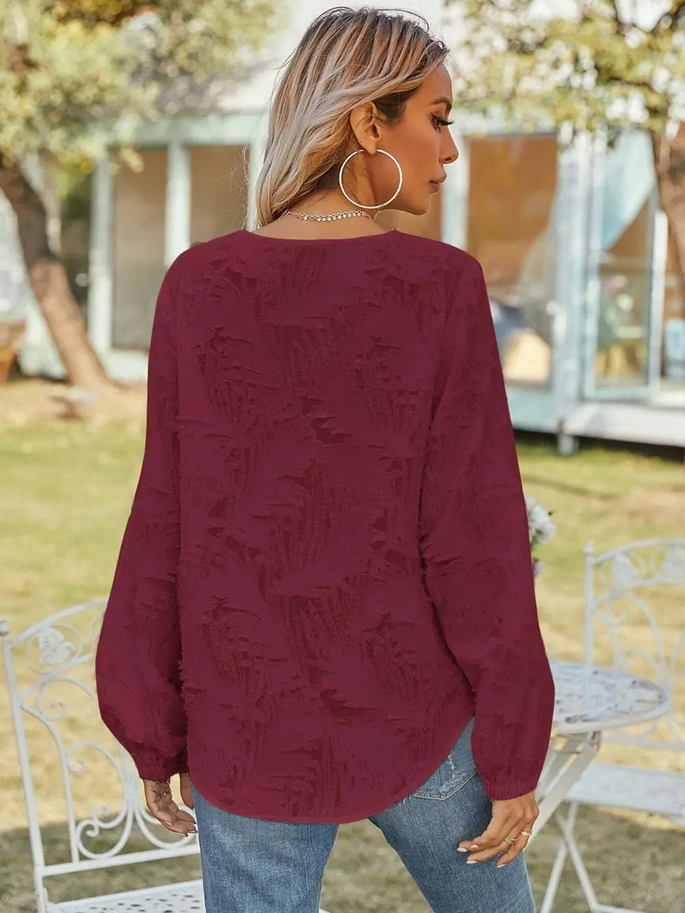 V-Neck Long Sleeve Blouse, image 15