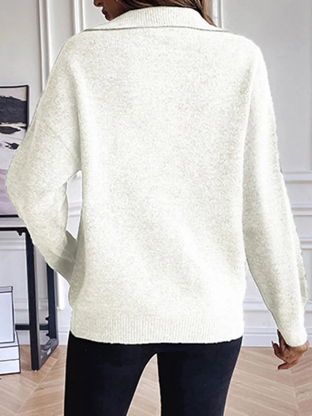 Half Zip Dropped Shoulder Sweater, image 7