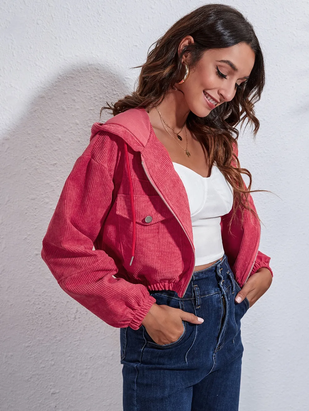 Drawstring Hooded Zip Up Jacket with Pockets, image 14