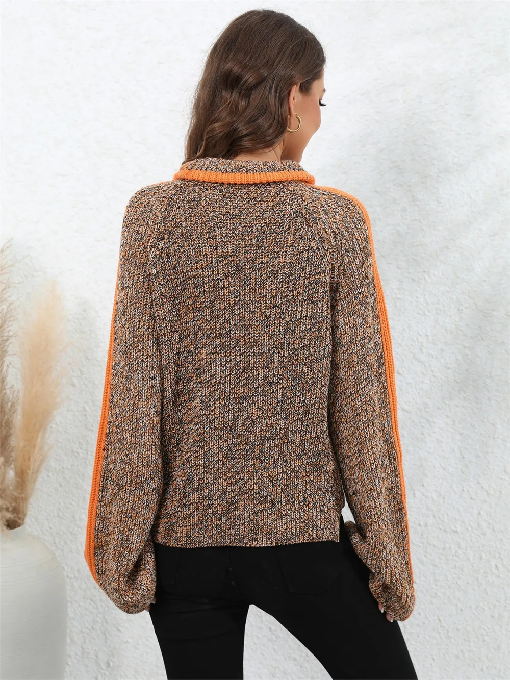 Heathered Turtleneck Long Sleeve Sweater, image 8