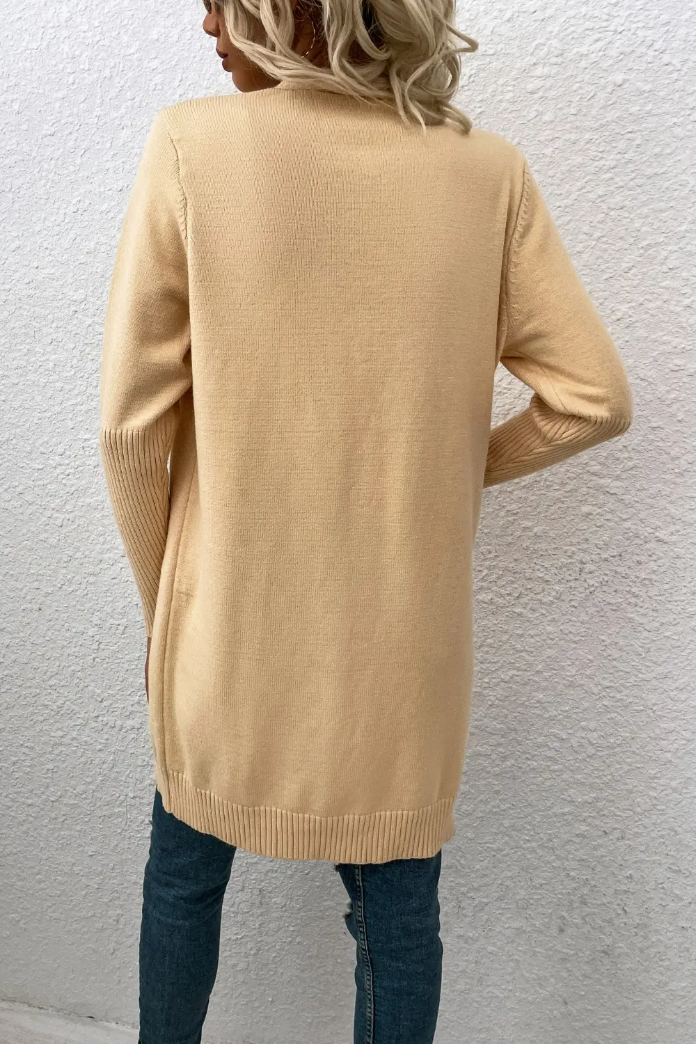 Open Front Long Sleeve Cardigan with Pockets, image 2