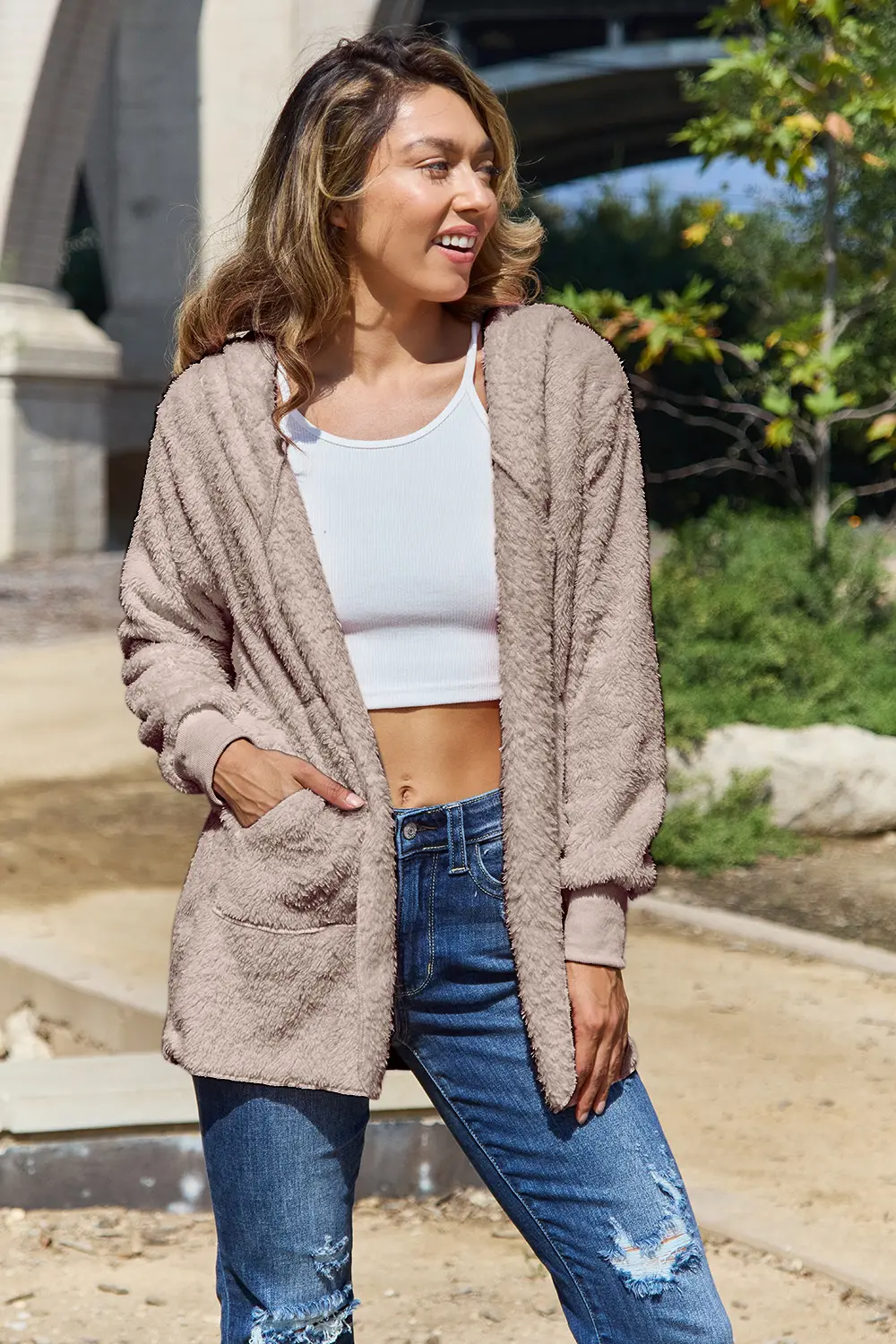 Full Size Teddy Hooded Jacket with Pockets, image 25