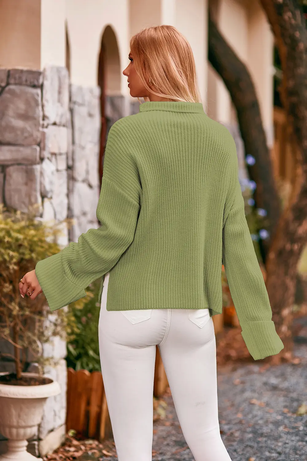 Mock Neck Drop Shoulder Sweater, image 12