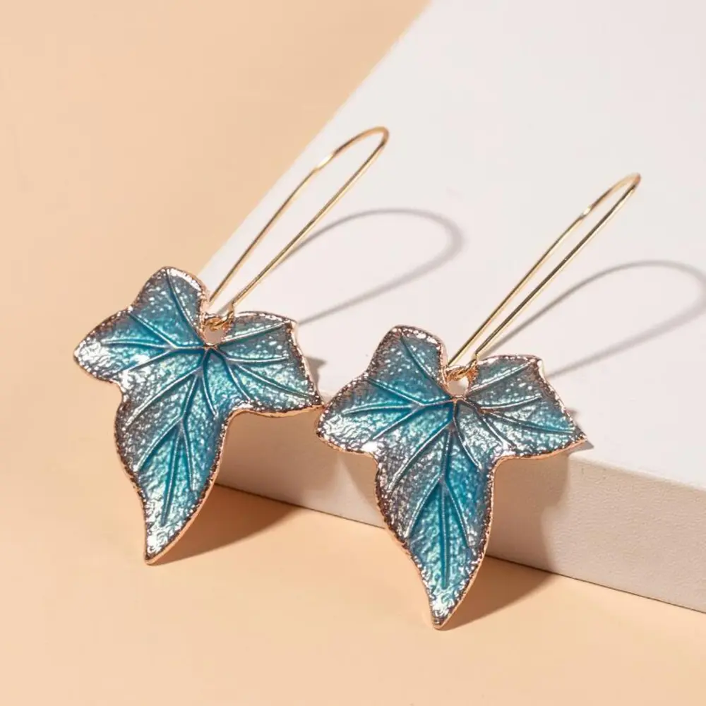 Alloy Leaf Drop Earrings, image 2
