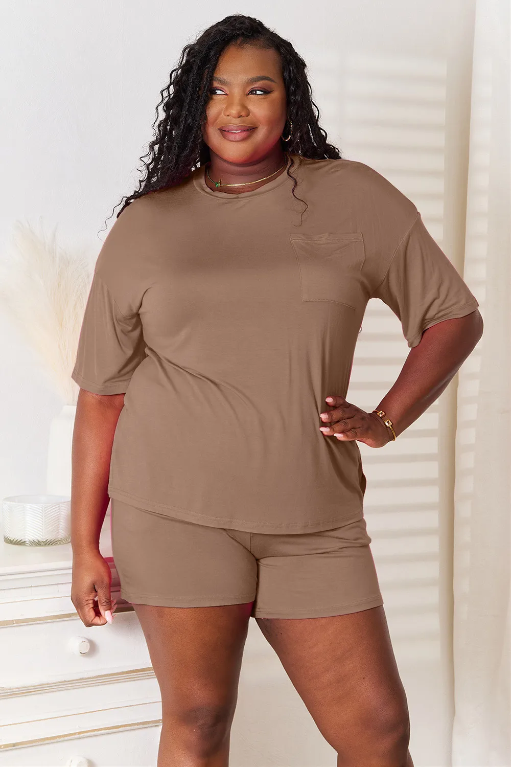 Full Size Soft Rayon Half Sleeve Top and Shorts Set, image 15