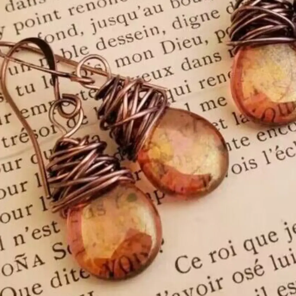 Alloy Gemstone Drop Earrings, image 4
