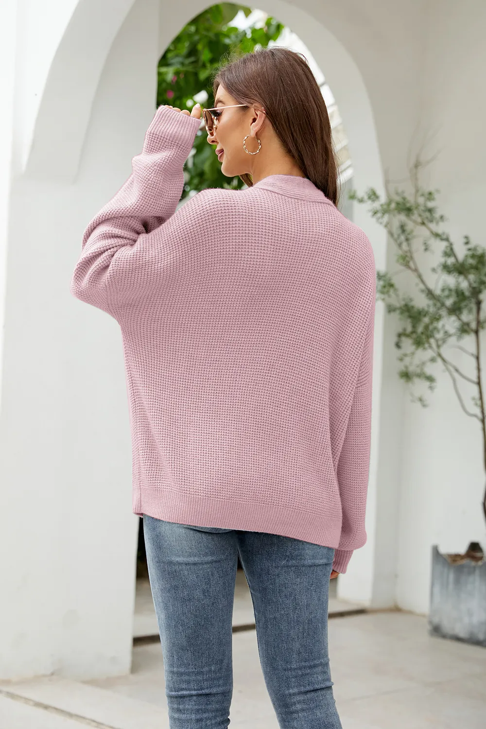 Button Up Drop Shoulder Long Sleeve Cardigan, image 2