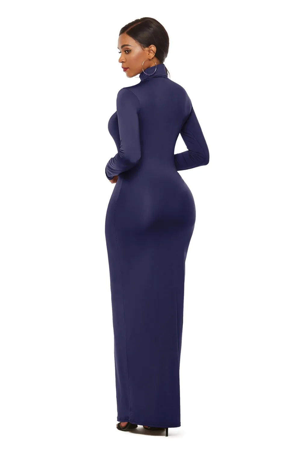Mock Neck Long Sleeve Maxi Slim Dress, image 25