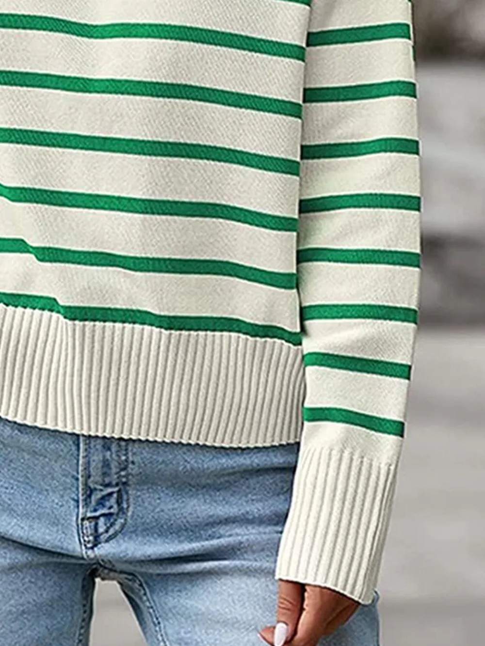 Striped Collared Neck Knit Top, image 10