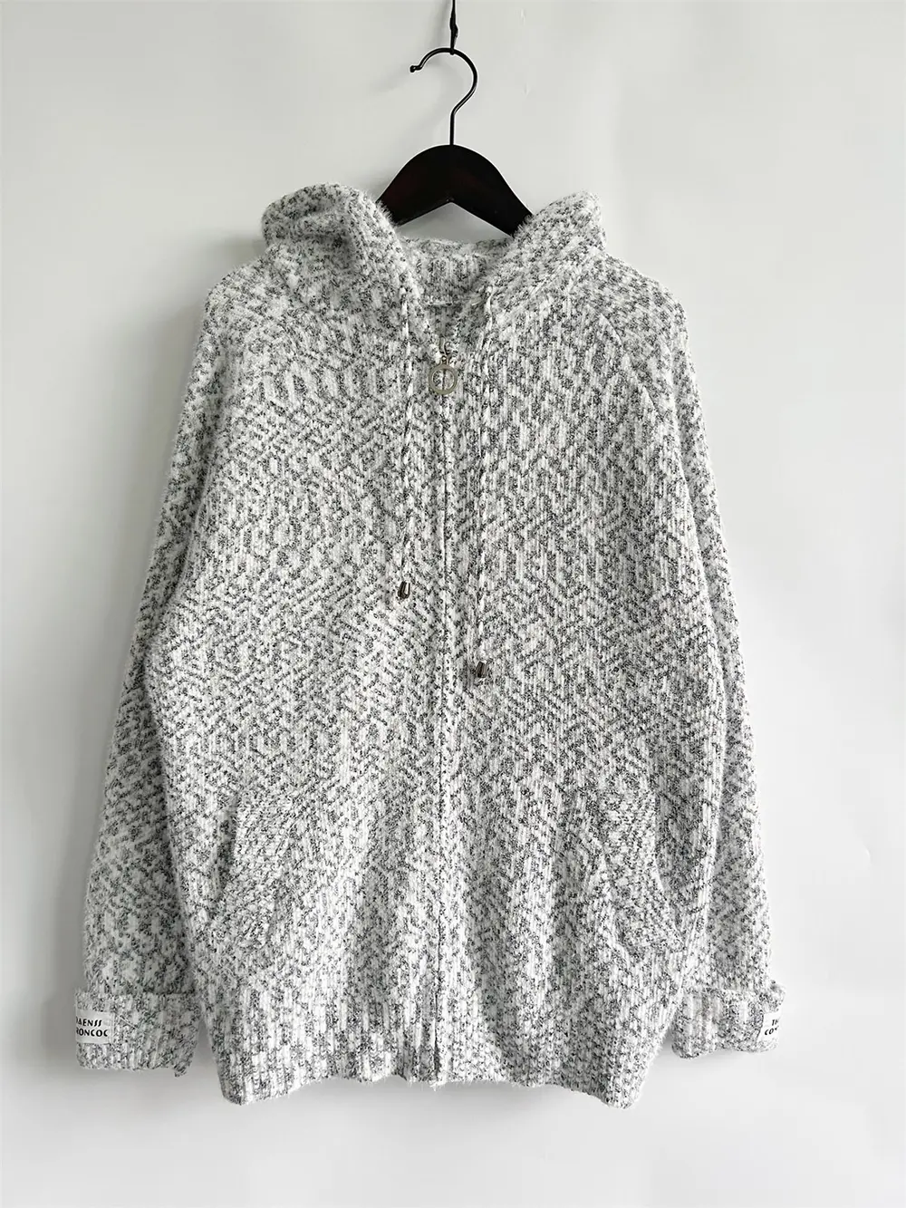 Zip Up Drawstring Long Sleeve Hooded Sweater, image 11
