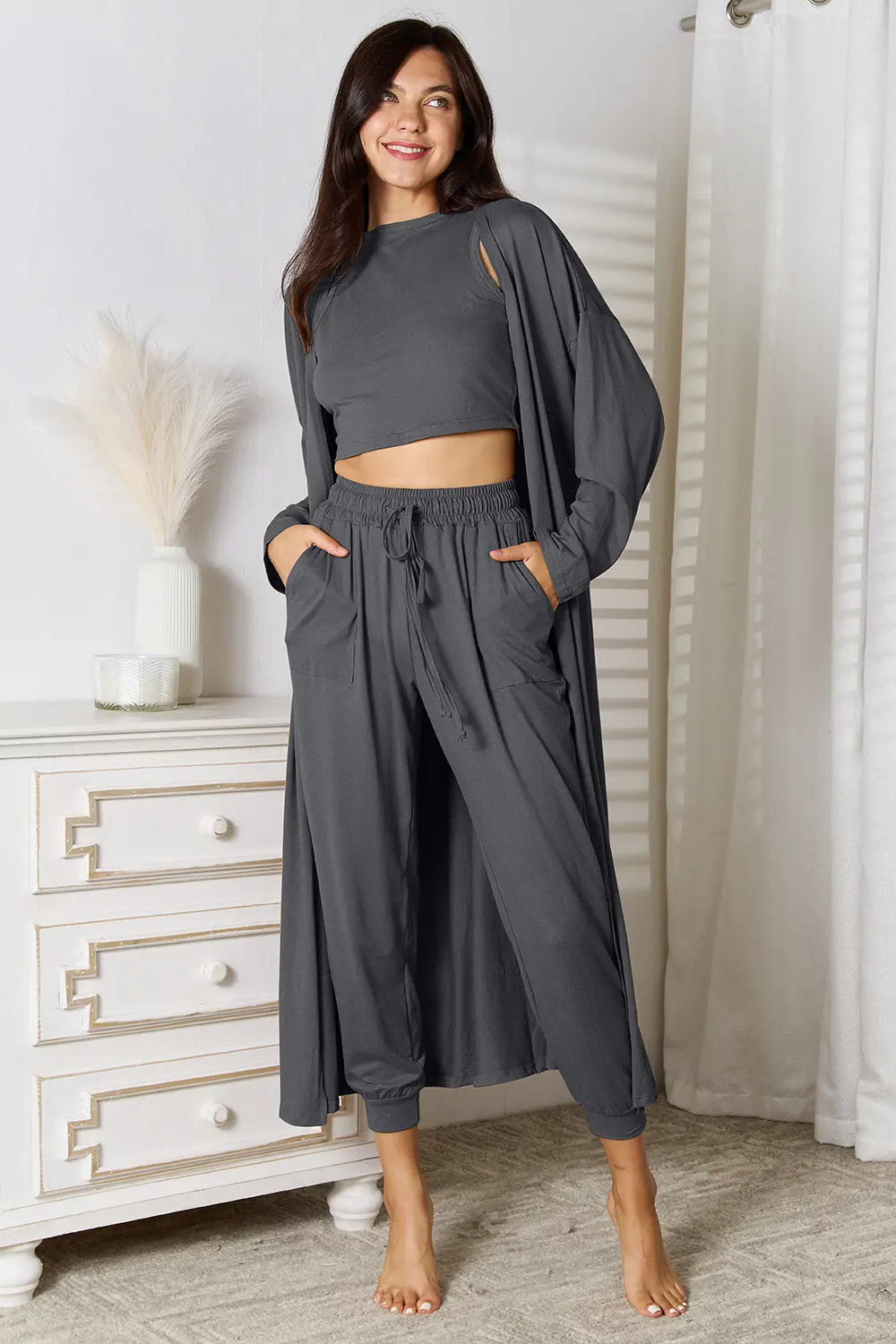 Tank, Pants, and Cardigan Set with Pockets, image 10