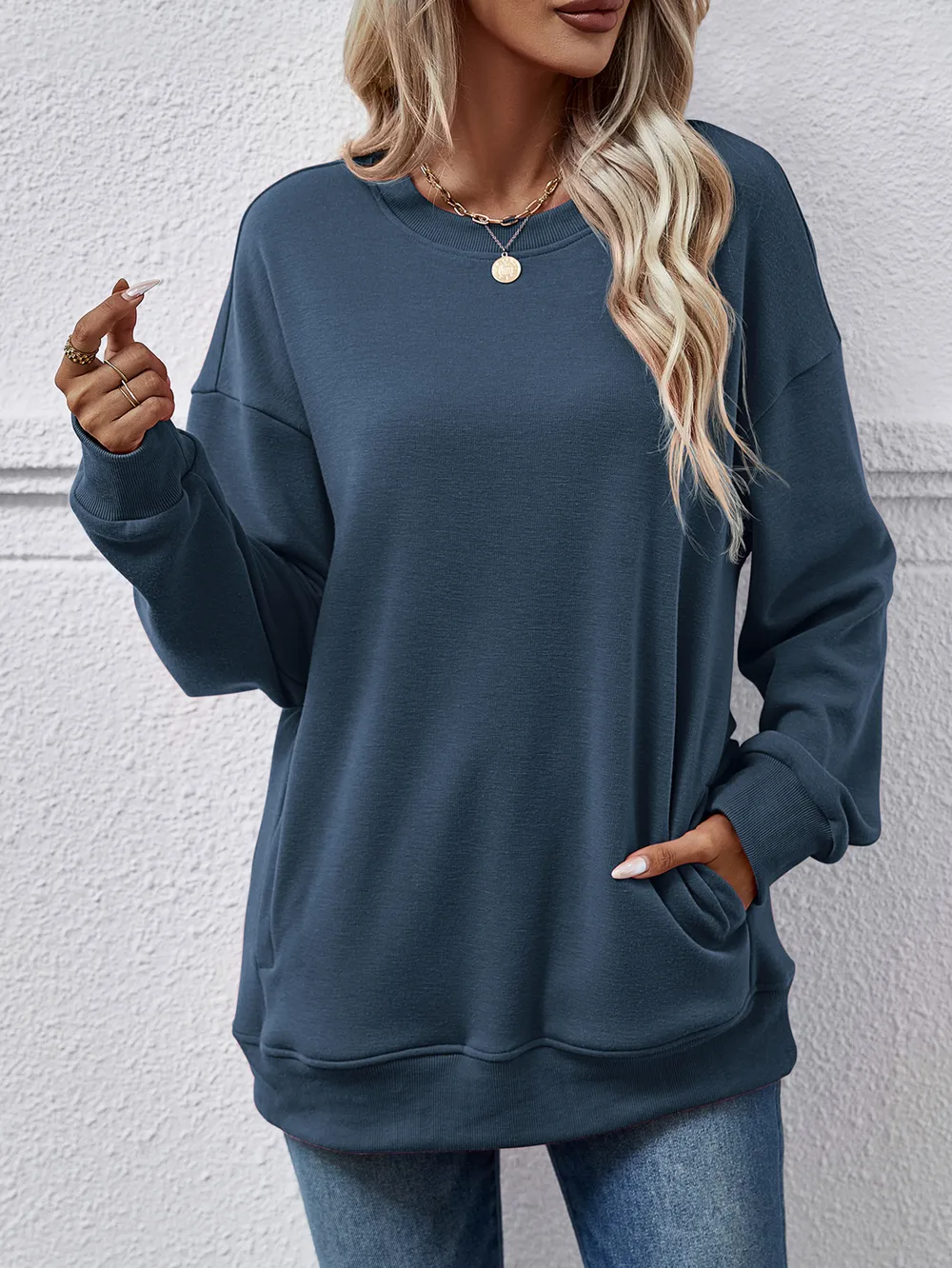 Dropped Shoulder Sweatshirt with Pockets, image 17