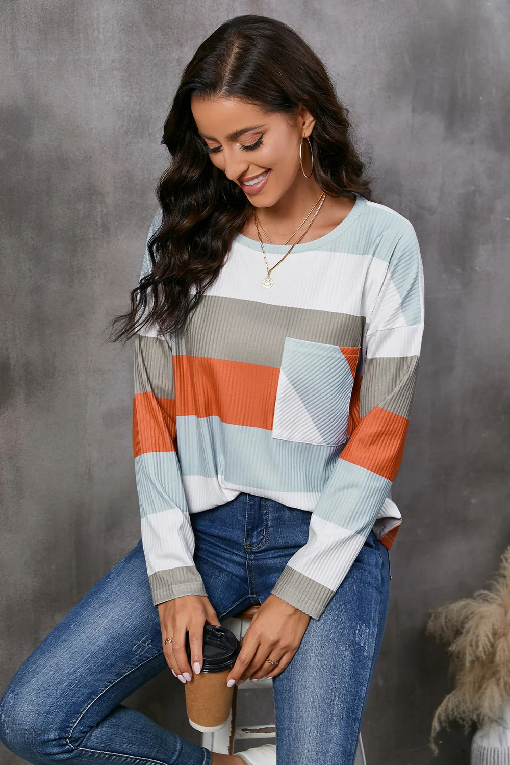 Wide Stripe Top with Pocket, image 6