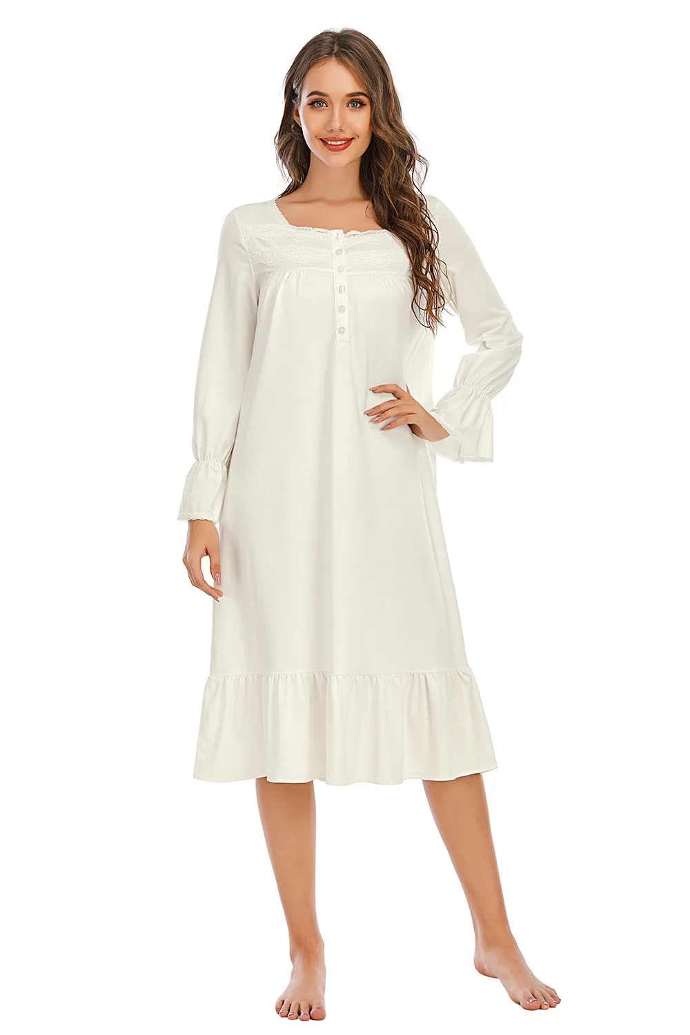Flounce Sleeve Ruffle Hem Night Dress, image 3