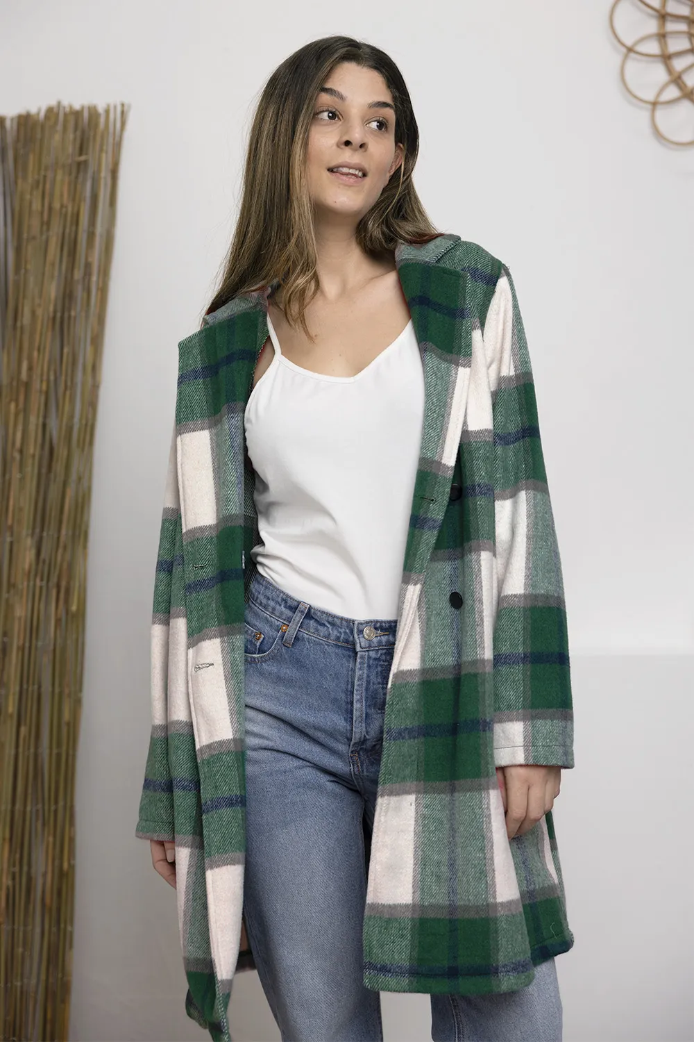 Full Size Plaid Button Up Lapel Collar Coat, image 23