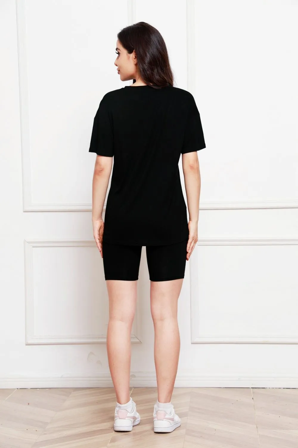 Round Neck Short Sleeve T-Shirt and Shorts Set, image 3