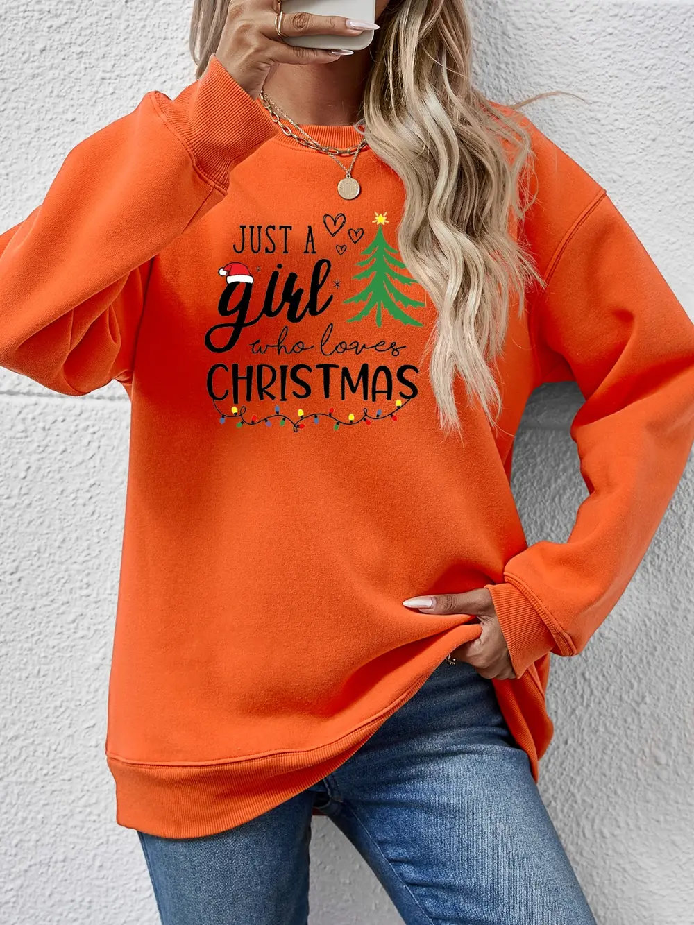 Letter Graphic Round Neck Sweatshirt, image 2