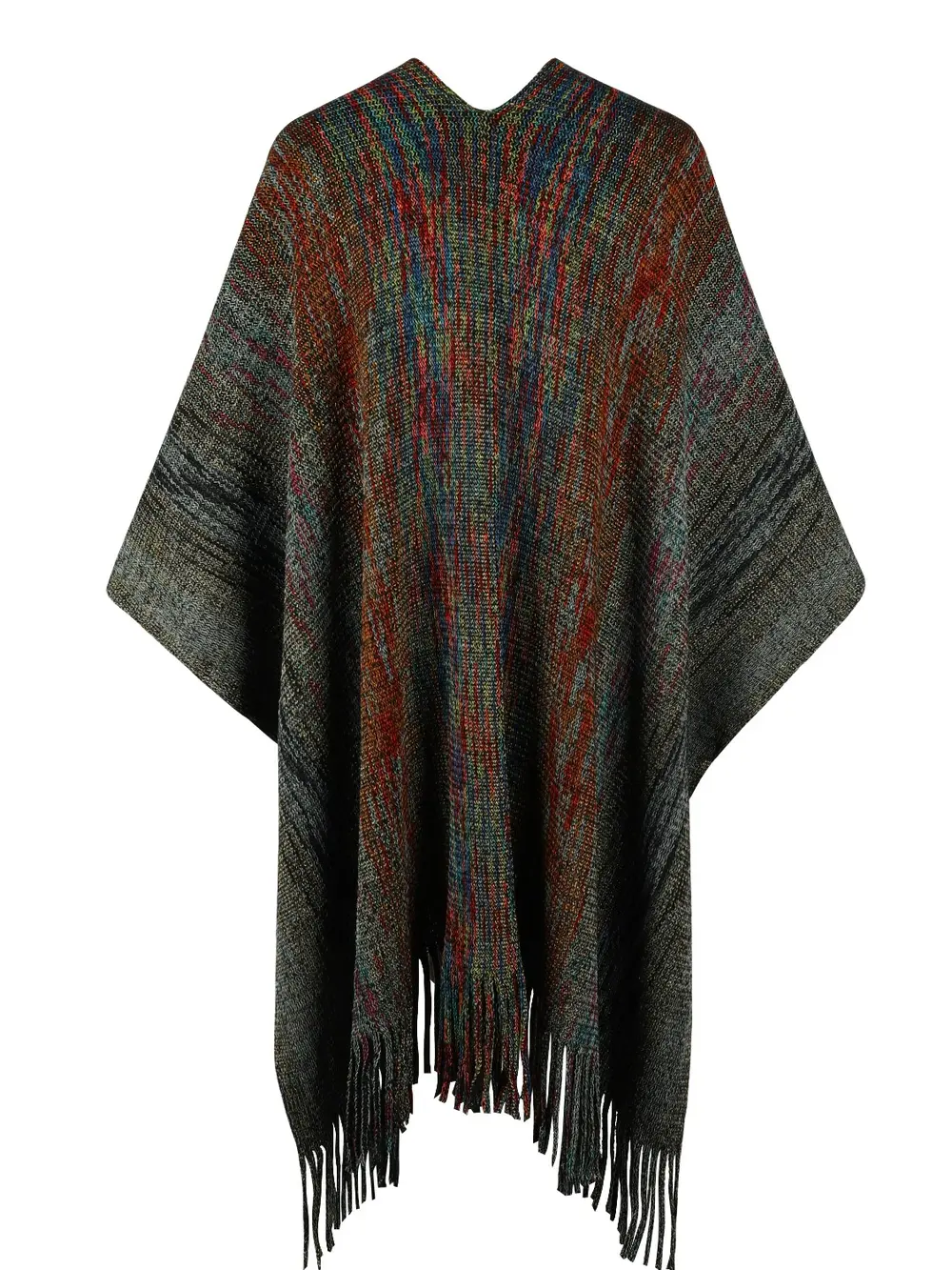 Heathered Fringe Hem Poncho, image 9