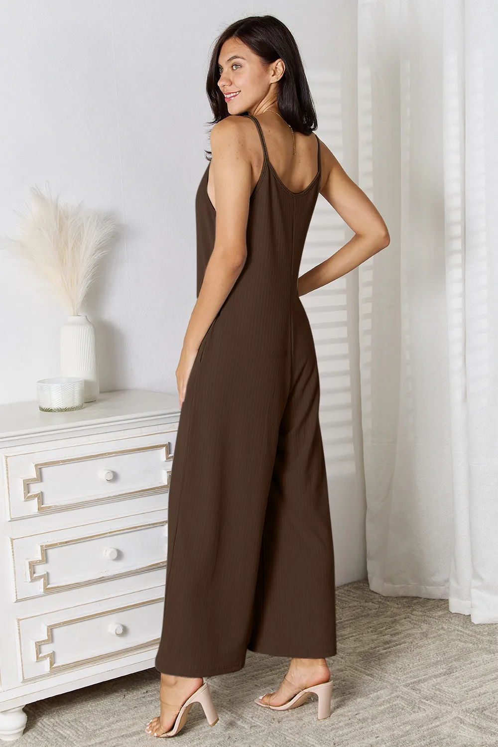 Full Size Spaghetti Strap V-Neck Jumpsuit, image 15