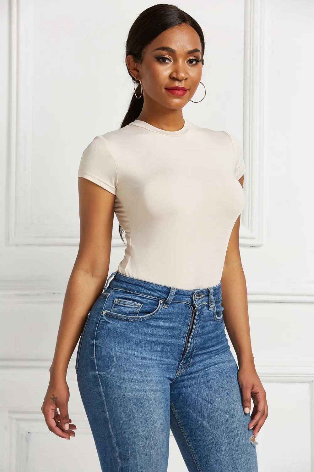 Round Neck Short Sleeve Bodysuit, image 32