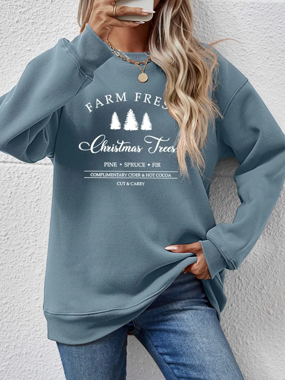 Graphic Round Neck Dropped Shoulder Sweatshirt, image 13