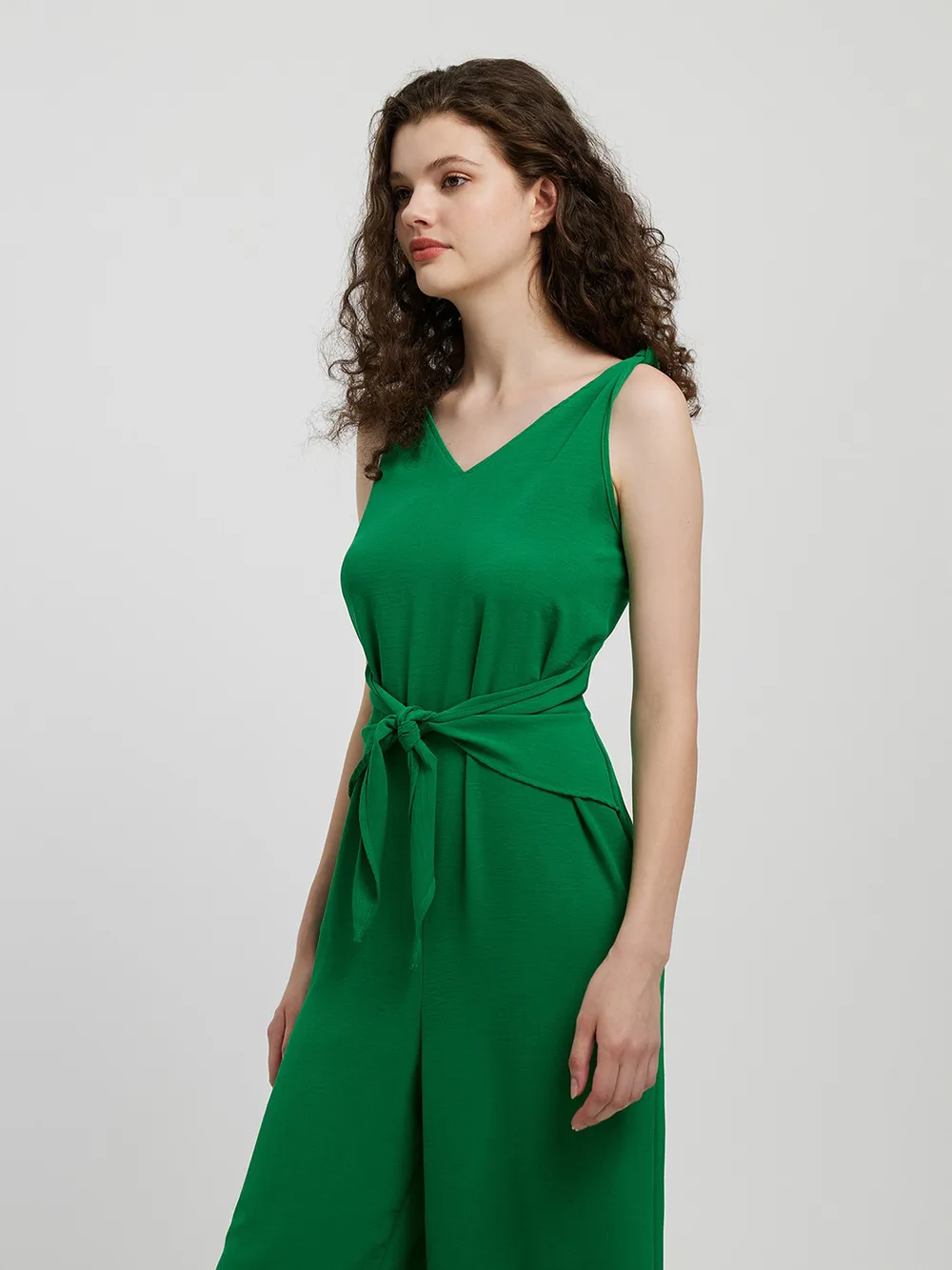 Knot Detail Tie Front Sleeveless Jumpsuit, image 6