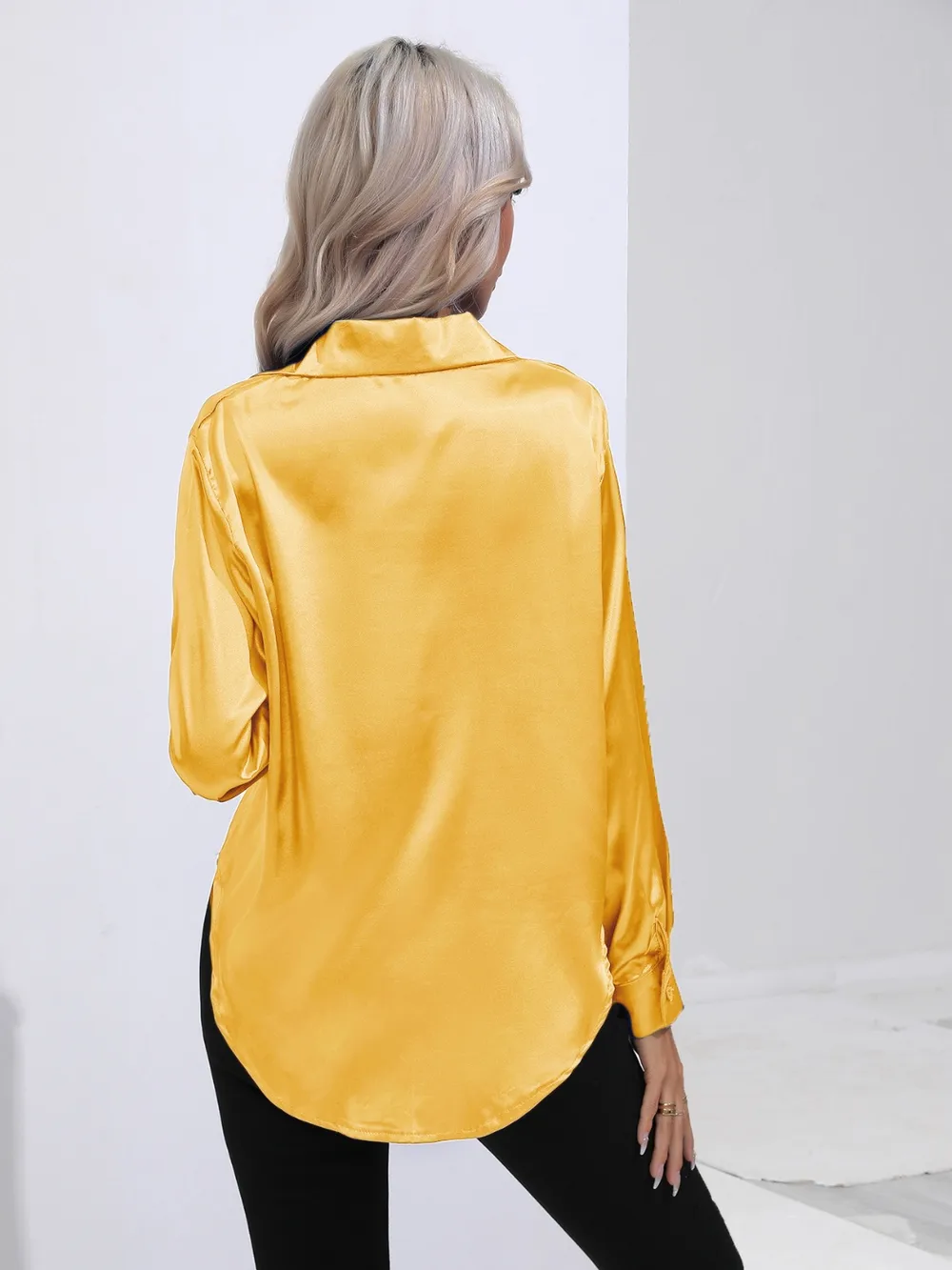 Collared Neck Buttoned Long Sleeve Shirt, image 20