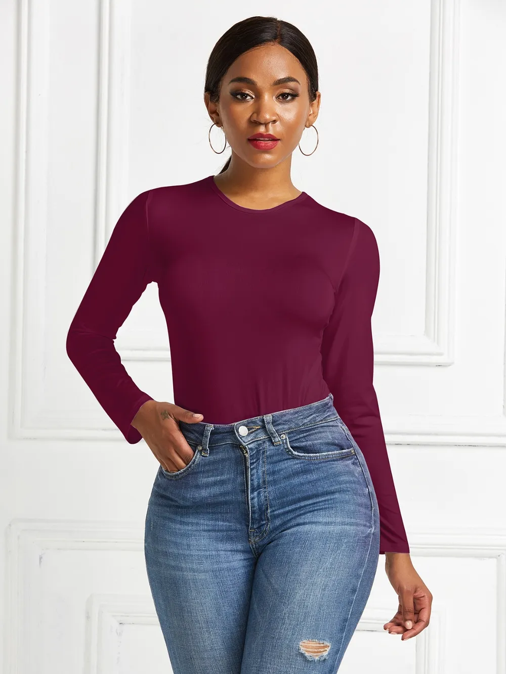 Round Neck Long Sleeve Bodysuit, image 8