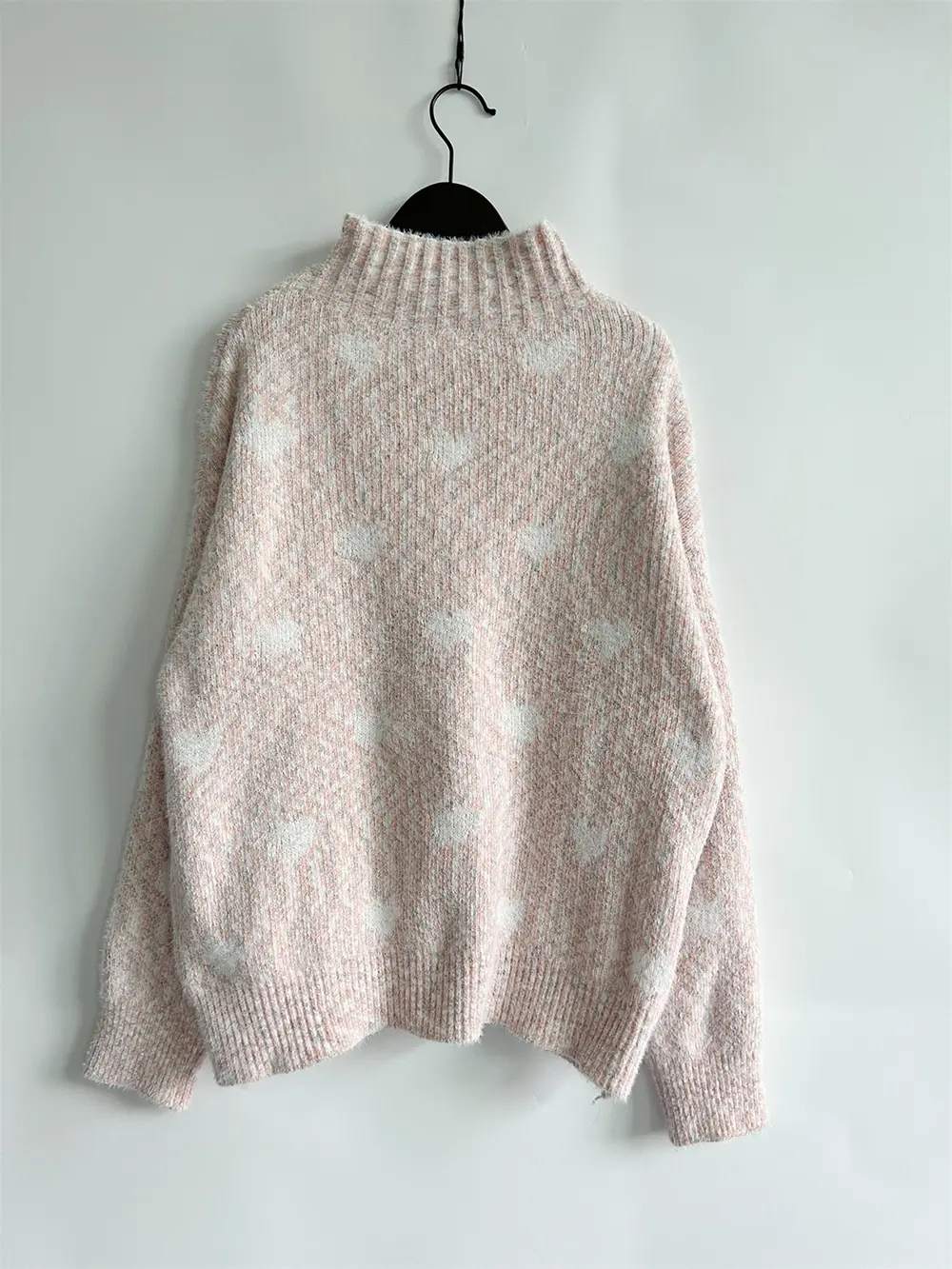 Heart Heathered Turtleneck Drop Shoulder Sweater, image 15