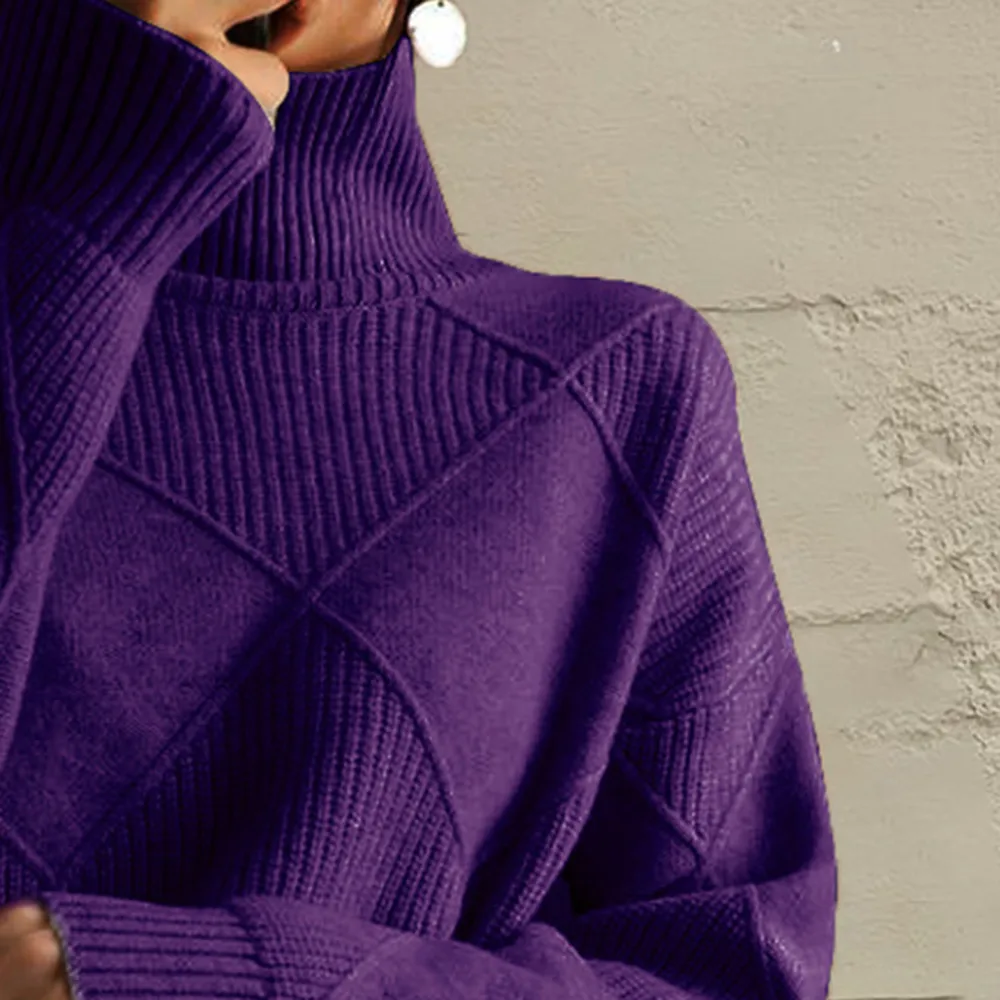 Geometric Turtleneck Long Sleeve Sweater, image 24