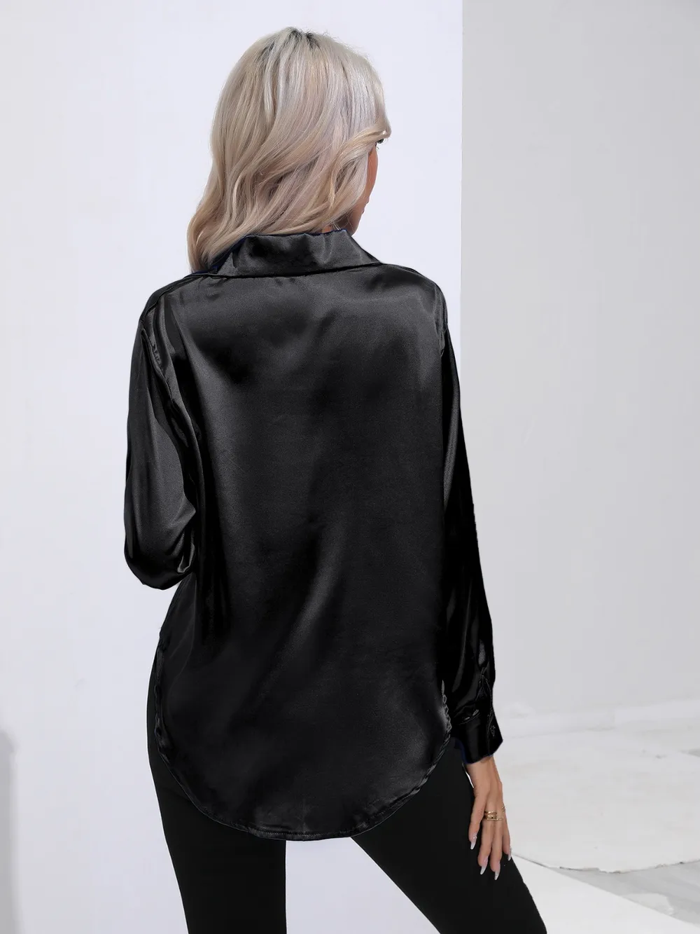 Collared Neck Buttoned Long Sleeve Shirt, image 25