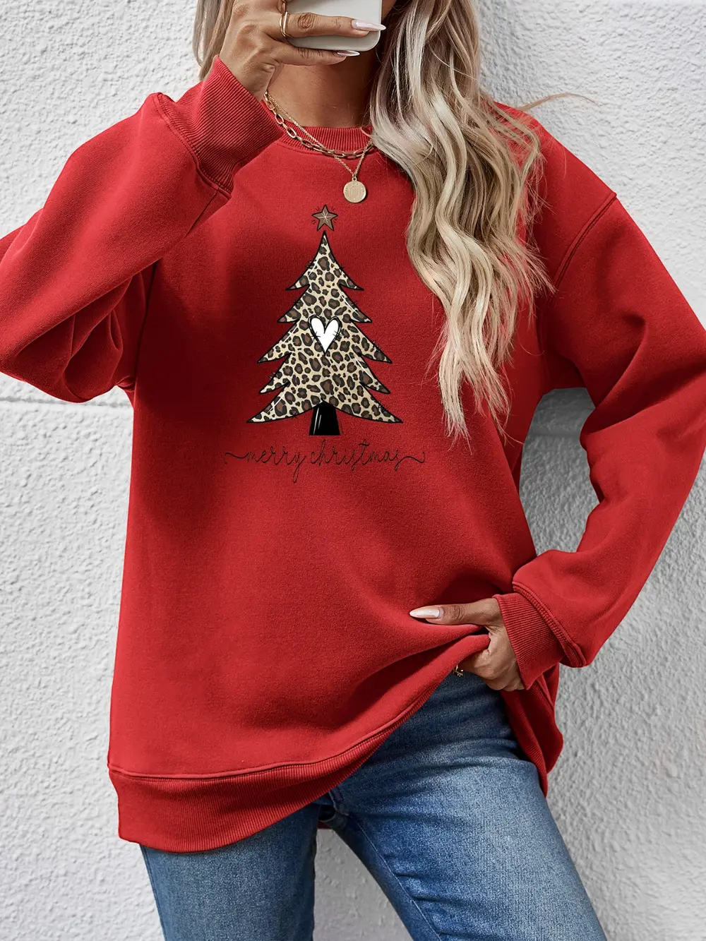 Christmas Tree Graphic Long Sleeve Sweatshirt, image 4