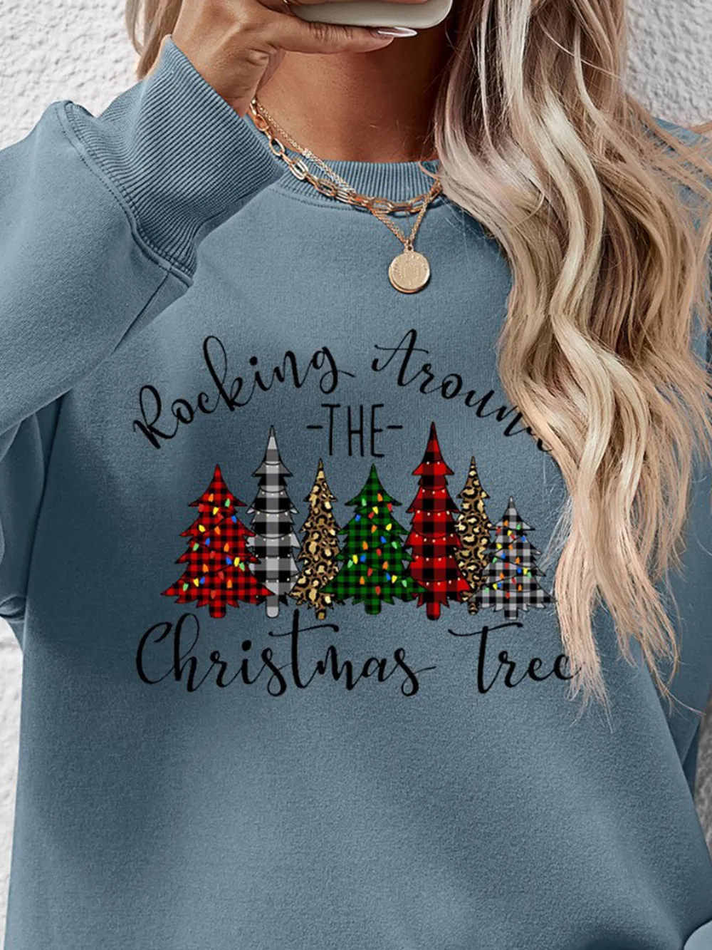 Christmas Tree Graphic Round Neck Sweatshirt, image 15