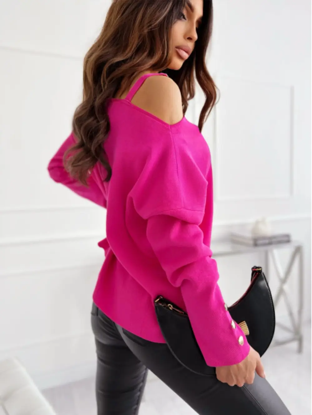 Asymmetrical Neck Buttoned Top, image 6