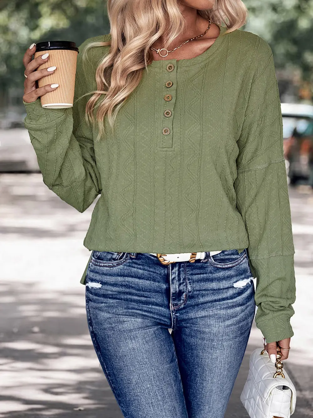 Half-Button Round Neck T-Shirt, image 3