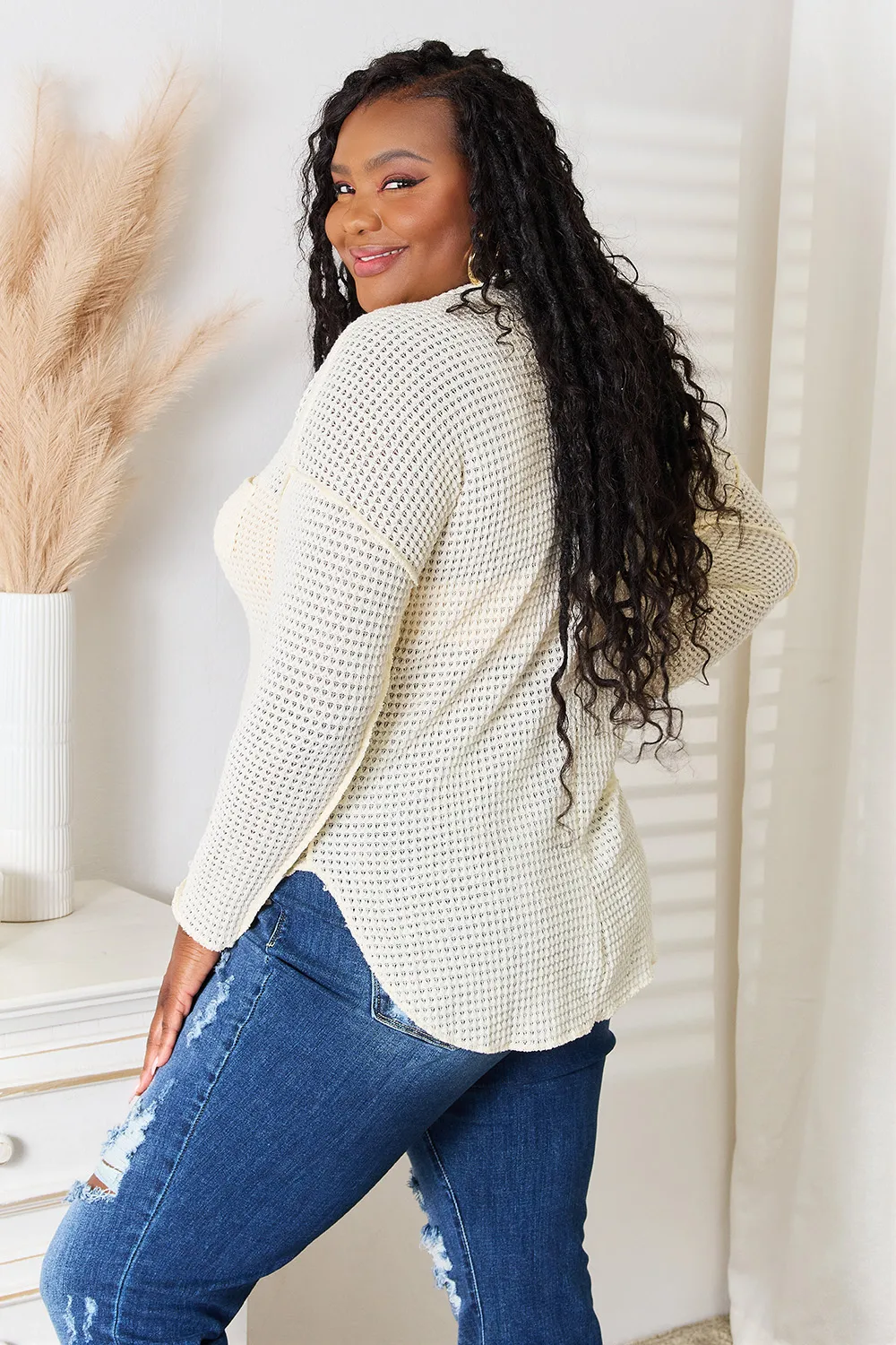 Full Size Scoop Neck Patch Pocket Top, image 2